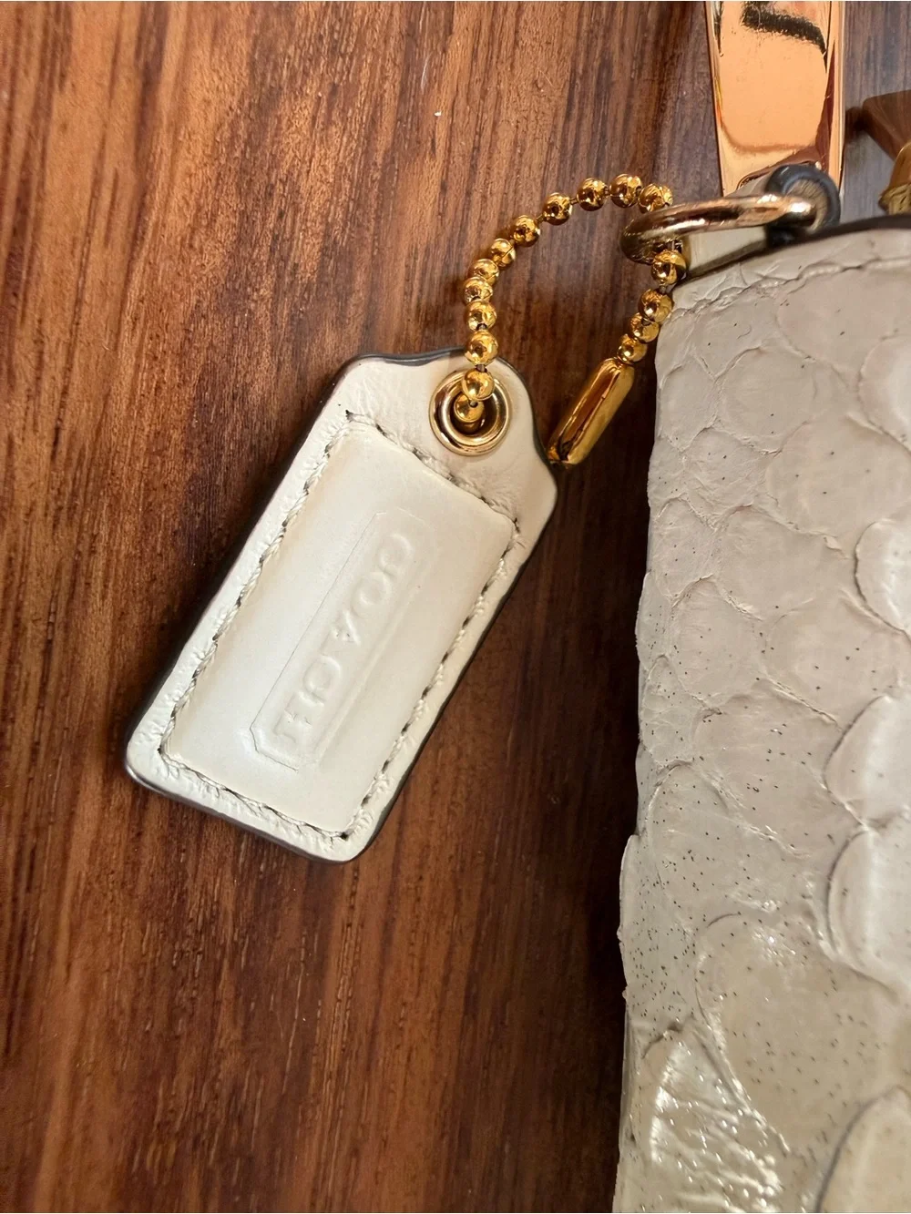 Coach White Python Embossed Leather Zip Around Wallet Gold Hardware - Picture 3 of 14